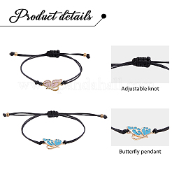 3 комплект 3-цветных браслетов с эмалированными звеньями из сплава бабочек BJEW-FI0001-09