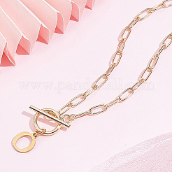 Collane con ciondolo a forma di lettera in acciaio inossidabile 304&nbsp;NJEW-LP0001-52O-G