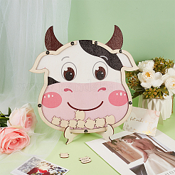 Книга для гостей в стиле коровы из дерева для вечеринки по случаю рождения ребенка&nbsp;AJEW-WH0270-345