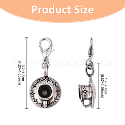 10 шт. 2 стильных подвесных украшения из сплава в тибетском стиле в виде чайника и кофейной чашки&nbsp;HJEW-YW00138