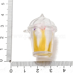 アクリルパーツ  アイスクリームのチャーム  樹脂とプラスチックパール付き  きいろ  28x23x32.5mm  穴：1.8mm&nbsp;AC-CBA5EF9-01E