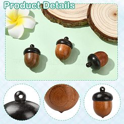 3 Stück 3 Farben Holz Eichel Box Schmuck Anhänger&nbsp;WOOD-CJ0002-64