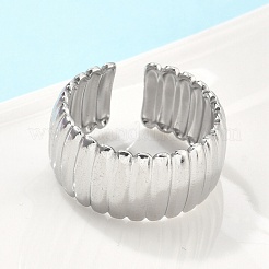 女性用304ステンレススチールオープンカフリング  ステンレス鋼色  内径: 調節可能  10mm&nbsp;X-RJEW-U014-05P