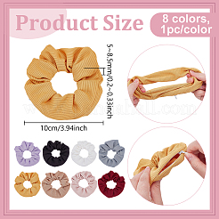 8 Stück elastisches Haar-Accessoire aus Polyester in 8 Farben&nbsp;OHAR-FG0001-07