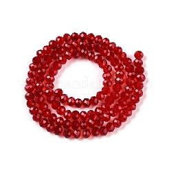 ガラスビーズ連売り  多面カット  ロンデル  レッド  3.5~3.8x3mm  穴：0.8~1mm  約105~110個/連  29~31cm&nbsp;EGLA-A044-T3mm-D01