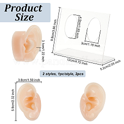 2 шт. 2 стиля силиконовые гибкие модели ушей для демонстрации частей тела ODIS-OC0001-67