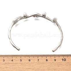 女性用304ステンレススチールカフバングル  プラスチックパール付き  プラチナ  3/8インチ（0.95cm）  内径：1-3/4インチ（4.6cm）&nbsp;BJEW-U021-04P