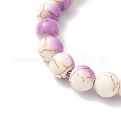 6 bracciale elastico con perline tonde e incrociate in turchese sintetico&nbsp;BJEW-JB12339