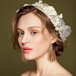 3 пара двухцветных серег-люстр с кисточками из искусственной кожи EJEW-FI0002-37