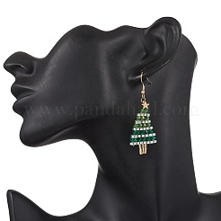 Серьги-подвески в форме рождественской елки из нержавеющей стали 304 EJEW-MZ00521