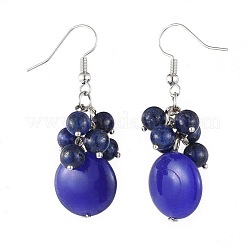 Boucles d'oreilles avec pendentif en lapis-lazuli naturel&nbsp;EJEW-JE03586-02