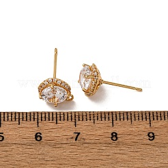 Фурнитура для серег-гвоздиков из латуни с паве из прозрачного кубического циркония KK-Z121-14G