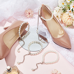 2 Paar 2 Stile Damen abnehmbare ABS-Kunststoff-Schnürsenkel mit Perlen für High Heels&nbsp;DIY-PH0022-88A
