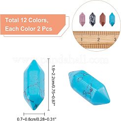 N24шт 12 стиля ограненный без отверстия натуральный и синтетический драгоценный камень для изготовления подвесок с проволочной обмоткой G-NB0003-01