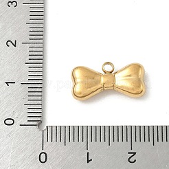 304ステンレスペンダント  ちょう結びチャーム  18KGP本金メッキ  9x17x4mm  穴：2mm&nbsp;STAS-P388-01G