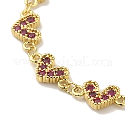 Gestellplattierung Messing Mikropflaster Zirkonia Herz Gliederkette Armbänder für Frauen&nbsp;BJEW-P323-09G-06