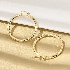真鍮製フープピアス  18KGP本金メッキ  49x4mm  ピン：14x1.5x0.5mm&nbsp;LS-EJEW-B117-06E-G