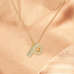 1 шт. латунные подвески в виде букв с микропаве из кубического циркония NJEW-LP0001-43P-G