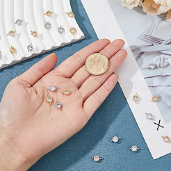 24 шт. 2-цветные звенья из латуни с микропаве из кубического циркония&nbsp;ZIRC-FH0001-49