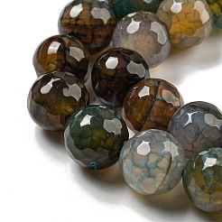 Граненые натуральные драконьи вены агатовые бусины&nbsp;G-F447-12mm-P03