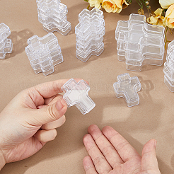 60 шт. 2 стиля крестообразные переносные пластиковые маленькие шкатулки для хранения ювелирных изделий с крышкой&nbsp;AJEW-FH0006-76