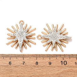 合金ラインストーンペンダント  スターのチャーム  プラチナ＆ライトゴールド  26.5x22.5x4mm  穴：1.8mm&nbsp;RB-CBAA987-05A
