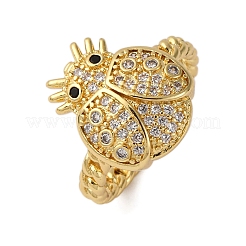 Латунные микропаве кубические цирконии регулируемые открытые манжеты кольца для женщин RJEW-A072-01A-G