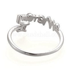 Регулируемые латунные кольца микро манжеты из прозрачного циркония X-RJEW-M134-A04