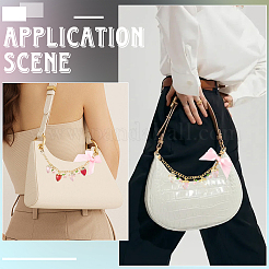 2 шт. 2-цветные алюминиевые цепи и акриловые звенья с бантом для сумки-клубники декоративные цепочки&nbsp;HJEW-SC0002-61