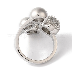 Латунные микро-паве прозрачные кольца с кубическим цирконием&nbsp;RJEW-C098-18P