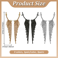 3 пара двухцветных серег-гвоздиков с кисточками из сплава Rhinetosne для женщин EJEW-GO0002-23