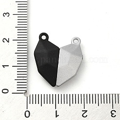スプレー塗装された合金マグネットクラスプ  多面カットハート  ブラック  ホワイトスモーク  19.5x17.5x5.5mm  穴：1.5mm&nbsp;PALLOY-Q461-04
