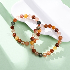 Natürliche rote Quarz-Stretch-Armbänder mit runden Perlen für Männer und Frauen&nbsp;BJEW-G743-01D