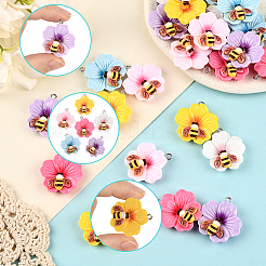 24 шт. 6 цвета непрозрачные подвески из смолы&nbsp;RESI-SC0006-46