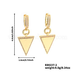 Стильные минималистичные треугольные серьги-кольца из латуни с прозрачным кубическим цирконием DS3837-2