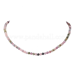Ожерелья из граненых круглых бусин из натурального разноцветного турмалина диаметром 4.5 мм.&nbsp;NJEW-JN05900
