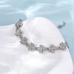 Латунные браслеты с микропаве из прозрачных кубических цирконий для женщин BJEW-D342-04P