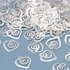 真鍮製チャーム  中空  ハート  925銀メッキ  8x8.5x0.5mm  穴：0.7mm&nbsp;KK-Y003-21S