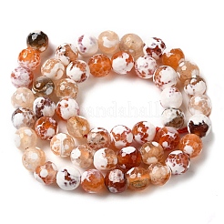 Brins de perles d'agate craquelées au feu naturel teintées et chauffées&nbsp;G-P539-B01-12