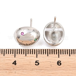 Pendientes ovalados de latón con micro circonitas cúbicas engastadas&nbsp;EJEW-Z164-17P-02
