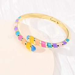 Bracelets manchettes en laiton émaillé serpent&nbsp;BJEW-A163-01G-05