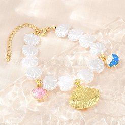 Bracelets à breloques en laiton émaillé océan pour femmes&nbsp;KK-CBA68DA-15B-G