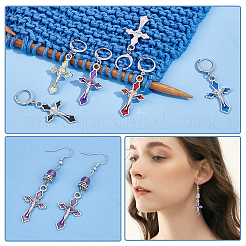 Сплав эмаль религия распятие крест кулон запирание маркеры стежков HJEW-PH01839