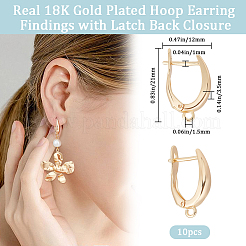 10 шт. латунная фурнитура для сережек-колец с застежкой-защелкой&nbsp;KK-BBC0010-35