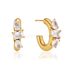 Pendientes de acero inoxidable 304 con circonitas cúbicas transparentes pavé&nbsp;WGE1729-01