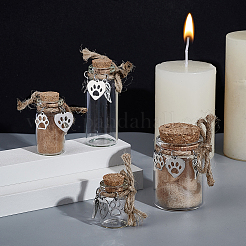 4 шт. прозрачные стеклянные пустые бутылки с кожаными подвесками в виде сердца с отпечатком лапы из сплава AJEW-NB00014