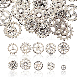 100 pièces 10 styles thème steampunk style tibétain pendentifs de pignon d'engrenage en alliage&nbsp;TIBEP-CJ0001-55