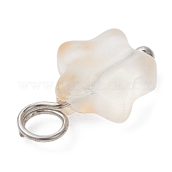 スプレー塗装されたガラスのペンダント  真鍮パーツ  スターのチャーム  透明  13.5~14x8x4mm  穴：3mm&nbsp;PALLOY-JF02337-02