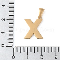 PVD真空メッキ304ステンレスペンダント  ゴールドカラー  レターチャーム  文字x  16.5x14x1.5mm  穴：5x3mm&nbsp;STAS-Z072-01G-X