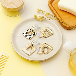 4 пара двухцветных эмалевых сережек-гвоздиков&nbsp;EJEW-GO0003-28